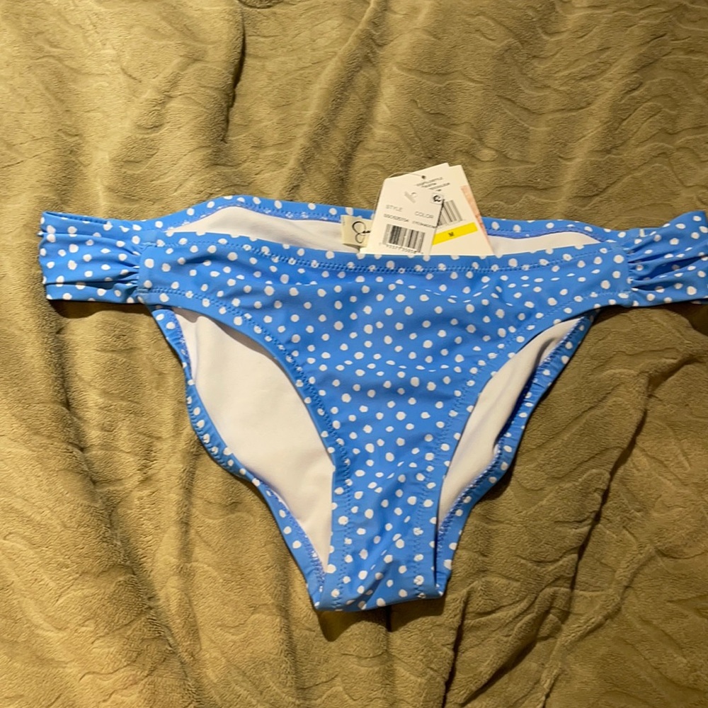 hipster bikini bottom with allover dot print.